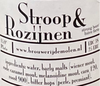 Stroop en rozijnen bier logo